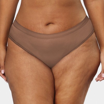 Curvy Couture Women's Mesh High Cut Brief Panty Bark M : Target