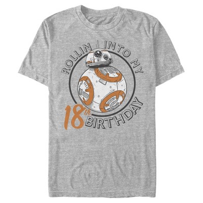 Men's Star Wars BB-8 Rollin Into My 18th Birthday Portrait  T-Shirt - Athletic Heather - X Large