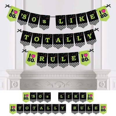 Big Dot of Happiness 80's Retro - Totally 1980s Party Bunting Banner - Party Decorations - '80s Like Totally Rule