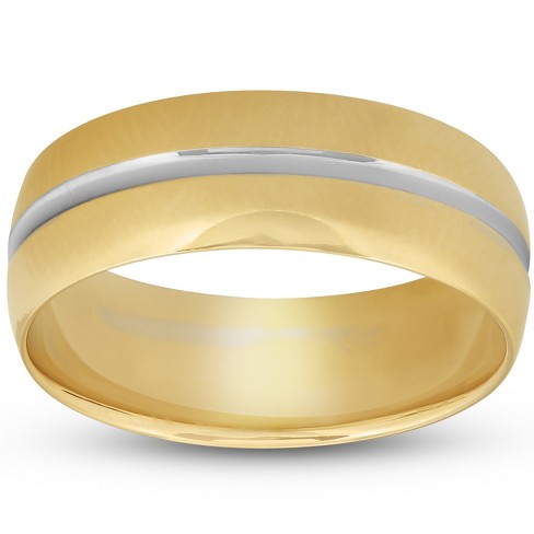Mens Wedding Ring White Gold Flat Wedding Band Plain Matte Finish Ring 14K Rose Gold / 7.5