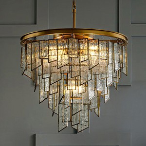ALOADECOR Vintage Antique Gold Water Glass Tiered Chandelier for Dining Room - 1 of 4
