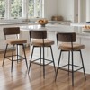 Bekrvio 26" Counter Height Swivel Counter Stools Set of 2/3,Mid-Century Modern Faux Leather Bar Chairs with Walnut Back for Kitchen Island - 2 of 4