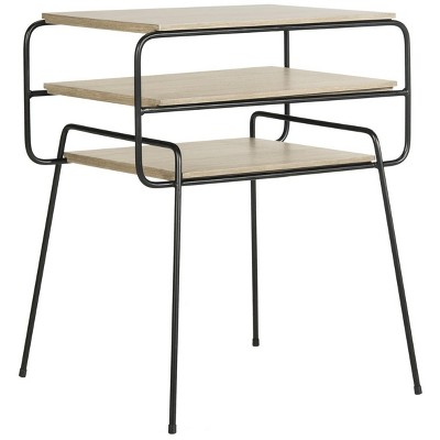 Marcel Beige Wood and Metal Rectangular End Table