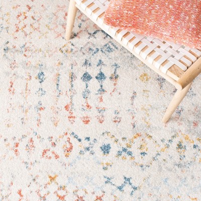 Ivory Geometric Hand-Knotted Synthetic Area Rug, 4' x 6'