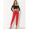 INSPIRE CHIC Women's Drawstring Elastic Waist Ankle Length Satin Joggers Pants with Pocket - 3 of 4