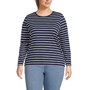 Lands' End Women's Relaxed Supima Cotton Long Sleeve Crew Neck T-Shirt - 1 of 4