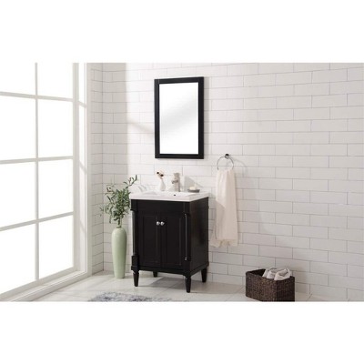 Espresso 24" Single Vanity with White Ceramic Sink and Metal Hardware