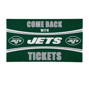 Evergreen Come Back with Tickets New York Jets 28" x 16" Woven PVC Indoor Outdoor Doormat - 1 of 4