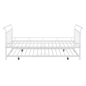 Metal Twin Daybed with Elegant Curved Handle Styling and Accompanying Twin Trundle Bed - 1 of 4