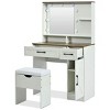 Resenkos Farmhouse Makeup Vanity Desk with Mirror and Lights, 3 Lighting Modes, Vanity Set with Stool White - 3 of 4