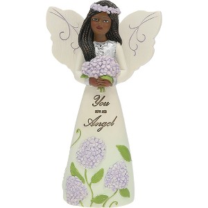 Pavilion Gift Company - EBN An Angel - 5" EBN Angel Holding Hydrangeas - Decorative Objects - 1 of 4