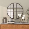 Metal Wall Mirror with Grid Frame Black - CosmoLiving by Cosmopolitan: Industrial Style, 36" Round Iron Mounted - image 2 of 4