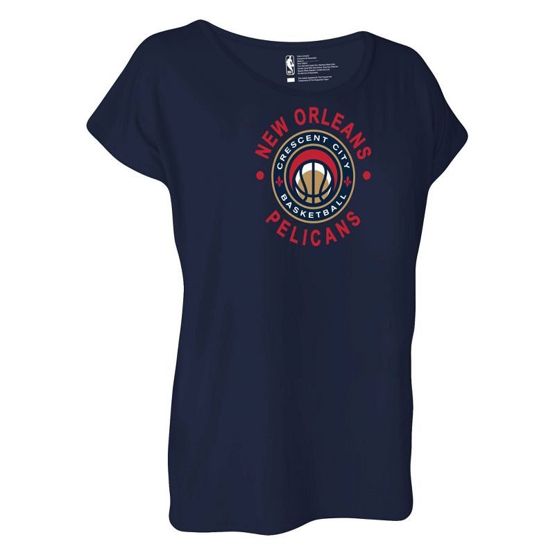 NBA New Orleans Pelicans Women&#39;s Dolman Short Sleeve T-Shirt, 3 of 5