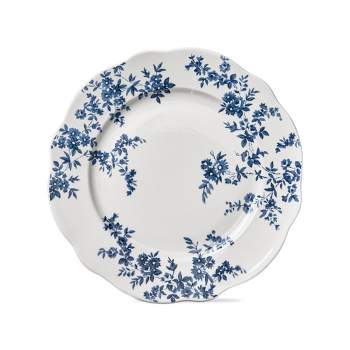TAG Cottage Blue Floral Stoneware Scalloped Edge Dinner Plate, 10.5 inch