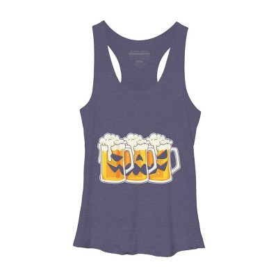 Women's Design By Humans Halloween Jack O Lantern Beer Drinking By RedBirdLS Racerback Tank Top