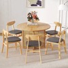 VYNXARIA Table and chair set.Ancient Style Solid Wood Dining Table, Imitation Rattan Table Legs, 6 Natural Wood Color Rubberwood Dining Chairs - 2 of 4