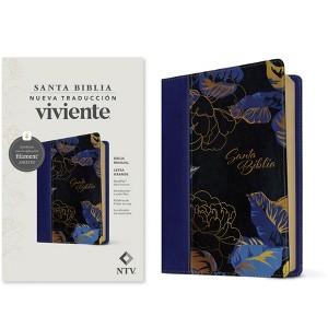 Biblia Manual Ntv, Letra Grande Con Filament (Sentipiel, Azul Oscuro, Letra Roja) - (Leather Bound) - 1 of 1