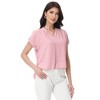 Anna-Kaci Women's Short Sleeve Blouse with Gathered V-Neckline and Rolled Cuffs - 2 of 4