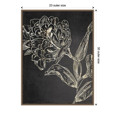 Golden Flower Folklore II Bronze Framed Abstract Canvas Art