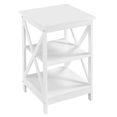 Yaheetech 3 Tier Wood End Table with Storage Shelves, X-Shape Frame SideTable for Living Room