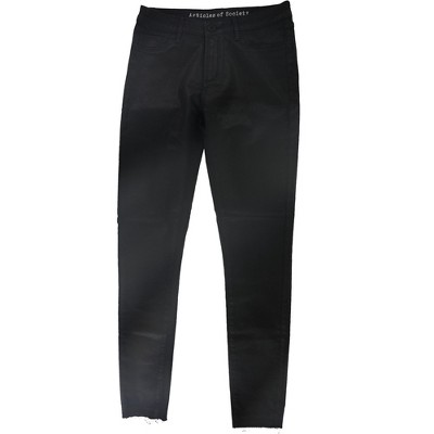 Articles of Society Womens Cut-Hem Coated Skinny Fit Jeans