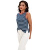 ATHLECHIC Women's Striped Color Block Side Slits Crew Neck Casual Sleeveless Shirts - 3 of 4