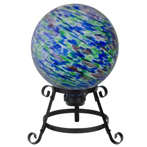 Northlight Swirled Pattern Outdoor Garden Gazing Ball - 10" - Green and Blue - 1 of 4