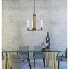Cal Lighting 60W X 3 Silverton Metal/Wood 3 Light Chandelier with Glass Shades. (Edison Bulbs Included) - 2 of 3