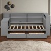 Wood Twin Size Platform Bed with Storage Shelves, Drawers, Charging Station, Desk and Upholstered Headboard - 3 of 4