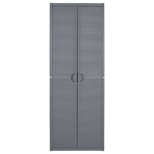 vidaXL Gray Garden Storage Cabinet - 4 Shelves - Polypropylene Material - Cutting-Edge Design - Rattan Look - 25.6"x17.7"x67.7" Size - 1 of 4