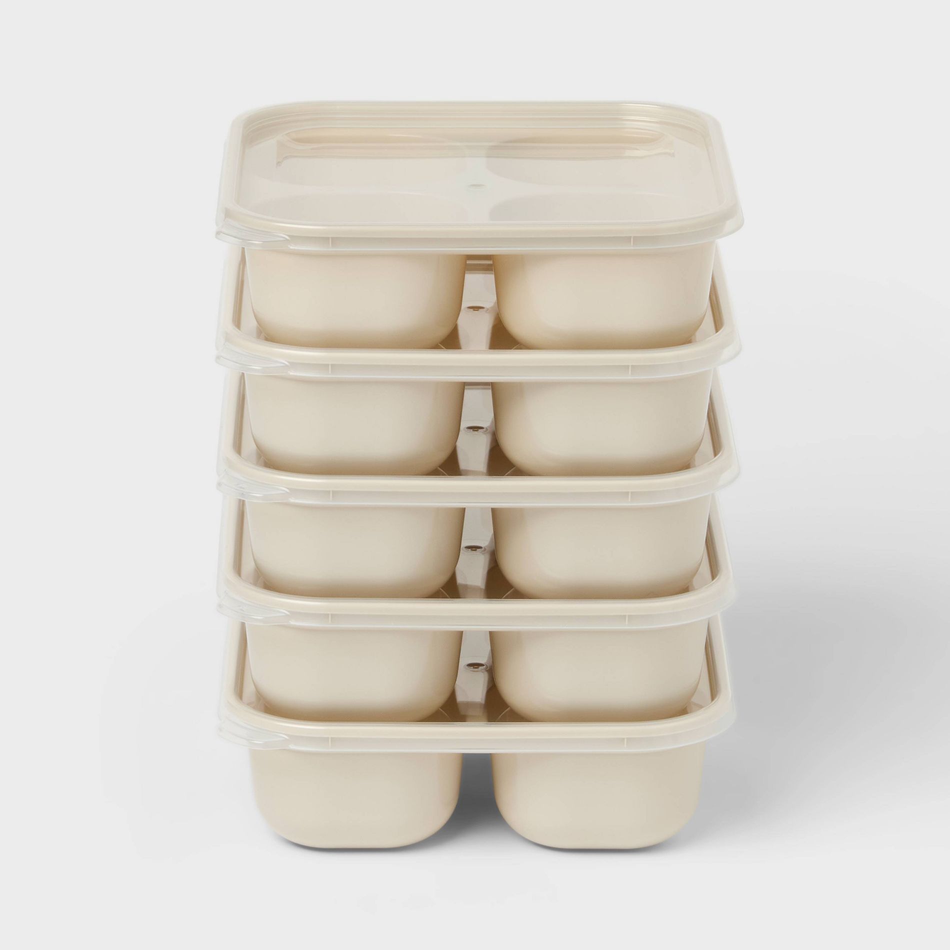 10pc (Set of 5) Plastic Divided Snack Food Storage Container Set Oatmeal - Room Essentials™