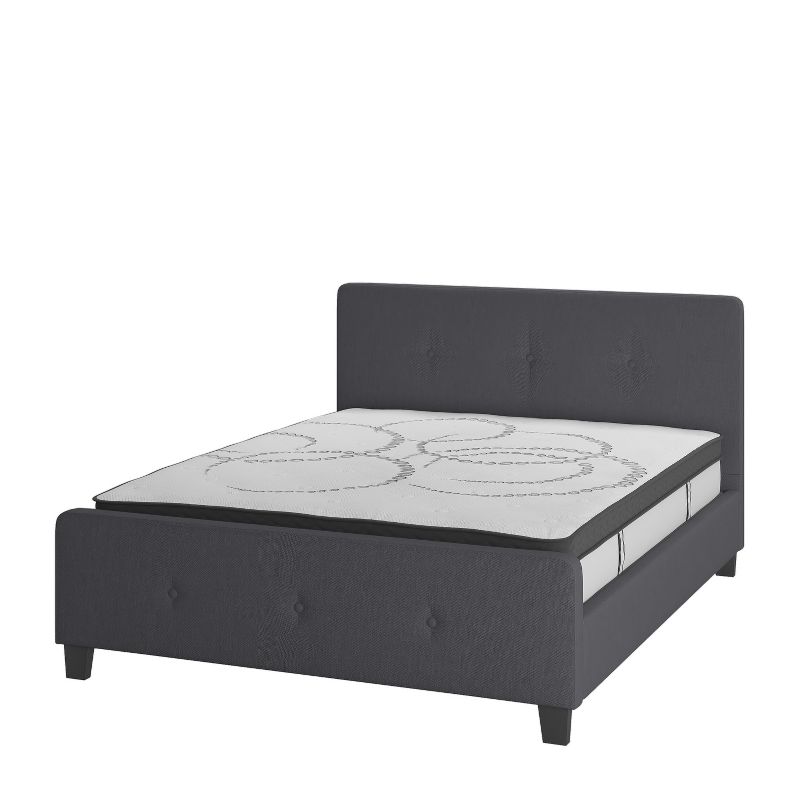 Flash Furniture Tribeca Tufted Upholstered Platform Bed with 10 Inch CertiPUR-US Certified Foam and Pocket Spring Mattress, 1 of 11
