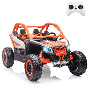 Ride on UTV with RC for Kids, 2 Seats Width Electric Vehicle, EVA Wheels,Music,Head+Tail Light, Licensed by CAN-AM UTV - 1 of 4