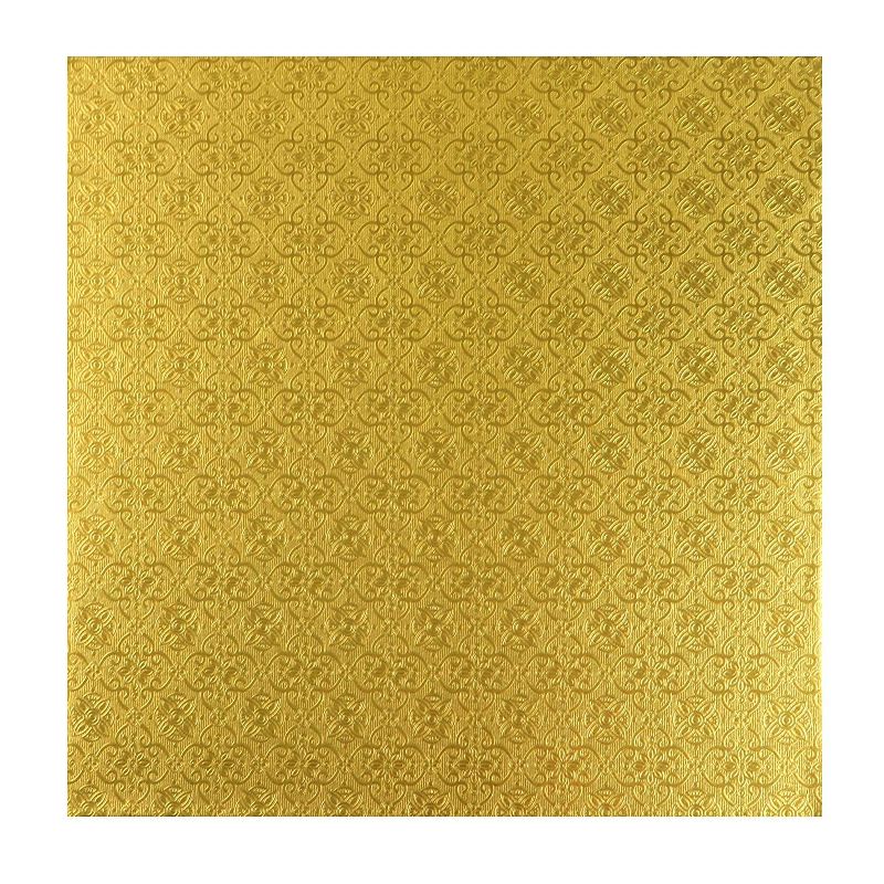O'Creme Gold Square Cake Pastry Drum Board 1/2 Inch Thick, 16 Inch x 16 Inch - Pack of 5, 4 of 5