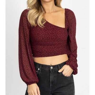 Women's DOTTED ASYMMETRIC RUCHED TOP - ENDLESS BLU.