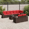 vidaXL 9 Piece Patio Sofa Set with Cushions Brown Poly Rattan - 2 of 4