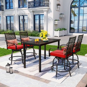 5pc Outdoor Set with Swivel Stools with Cushions & Metal Table - Captiva Designs - 1 of 4