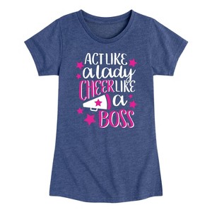 Girls' - Instant Message - Cheer Like a Boss Fitted Short Sleeve Graphic T-Shirt - 1 of 4