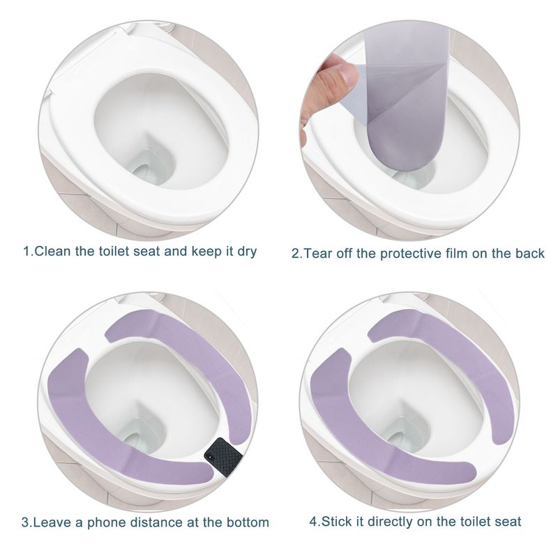Unique Bargains 4pair Toilet Seat Cover Pad Bathroom Warm Toilet Seat Cushion Washable Reusable, 5 of 7