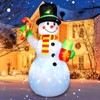 Itopfox 6FT Christmas Inflatable Snowman Outdoor Decoration with LED Lights Gift Box Candy Cane 1 Piece for Yard Lawn Garden Holiday - 2 of 4