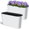 2 Pack Tall Oval Planter Box with Wheels Modern Flower Pots with Water Level & Removable Insert Bucket for Outdoor Patio, Garden, Window - 2 of 4