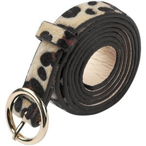 INSPIRE CHIC Women's Fashion Round Buckle Leopard Snake Print Slim Belts for Jeans Dresses - 1 of 4