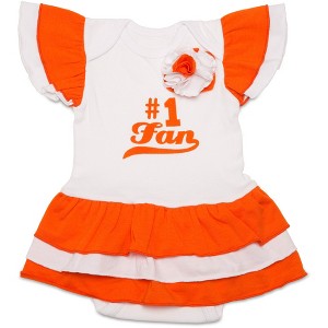 Pavilion Gift Company - Orange & White - #1 Fan Onesie Dress 0-6 Months  - Leotards and Bodysuits - 1 of 4