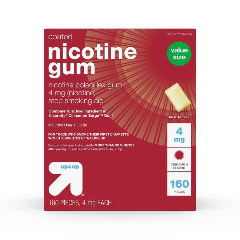 Coated Nicotine 4mg Gum Stop Smoking Aid - Cinnamon - up & up™, 1 of 11