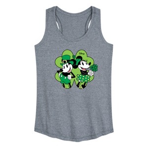 Women's - Disney - Mickey Minnie Shamrock Graphic Racerback Tank - 1 of 4