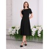 INSPIRE CHIC Women's Boat Neck Short Sleeve Pleated Work A-Line Midi Dress - 3 of 4