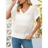Womens V Neck Summer Pullover Sweater Vests Cap Sleeve Tops Casual Loose Fit Lightweight Knit Vest Tops - 2 of 4
