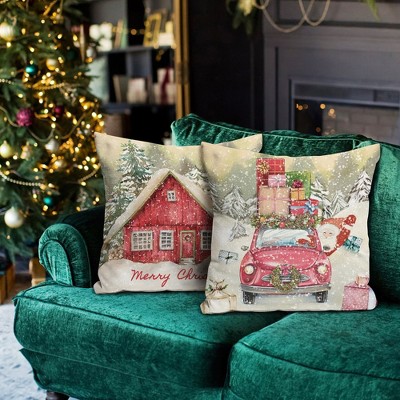 Vintage Christmas 18-Inch Cotton Polyester Pillow Covers Set