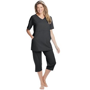 Dreams & Co. Women's Plus Size Capri Lounge Set - 1 of 2