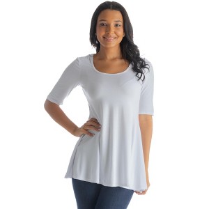 Womens Elbow Sleeve Swing Tunic Top - 24seven Comfort Apparel™ - 1 of 4